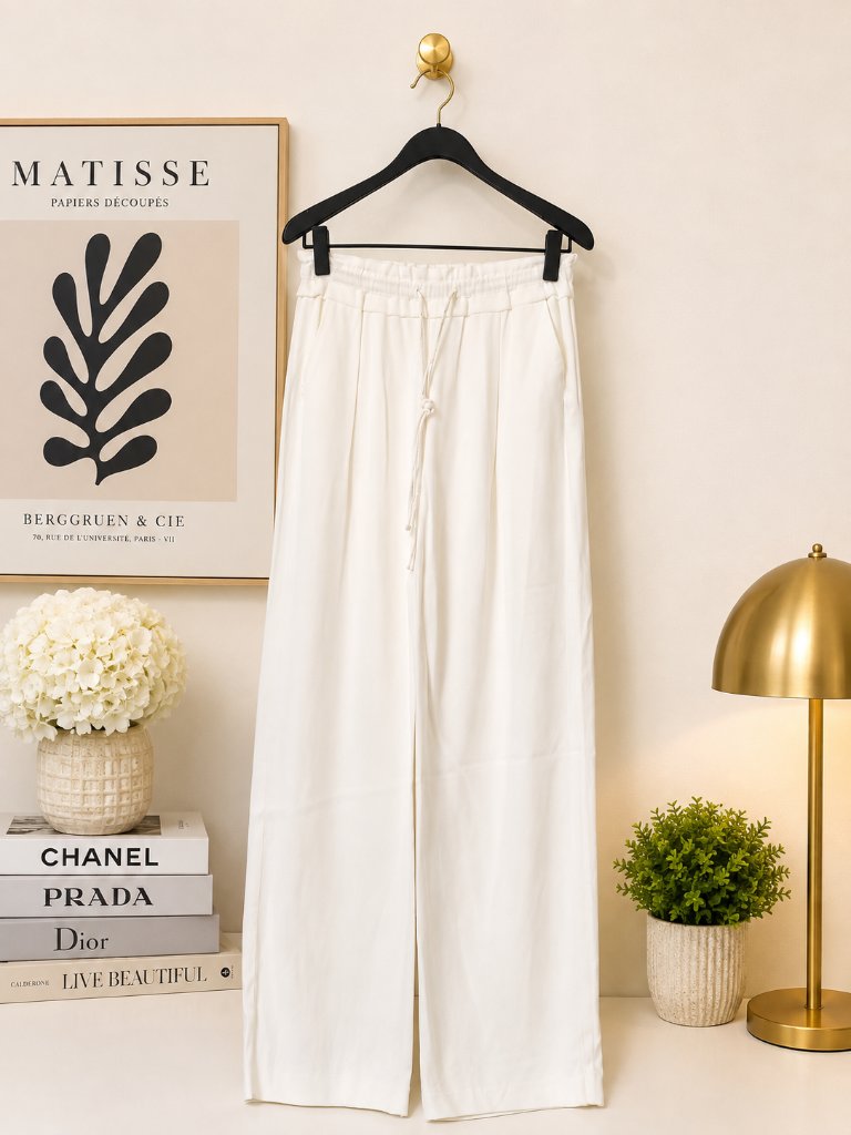 Reiss Raya Wide Leg Crepe Trousers White Satin Crepe Size 6 Nwot — image 3 of 8